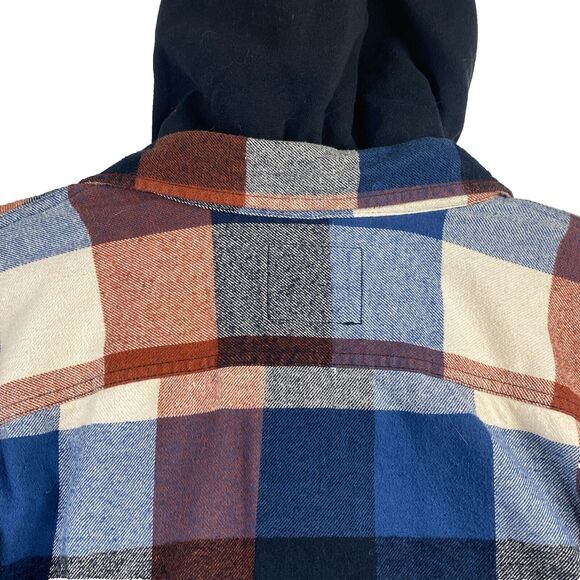 Hollister Flannel Hoodie Adult Small Red Black Button Up Sweater Outdoor Casual - Picture 10 of 13